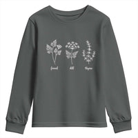 Fennel Dill Thyme Subtle FDT Youth Sweatshirt Botanical Herb Line Art Political Satire