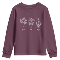 Fennel Dill Thyme Subtle FDT Youth Sweatshirt Botanical Herb Line Art Political Satire