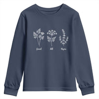 Fennel Dill Thyme Subtle FDT Youth Sweatshirt Botanical Herb Line Art Political Satire