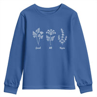 Fennel Dill Thyme Subtle FDT Youth Sweatshirt Botanical Herb Line Art Political Satire