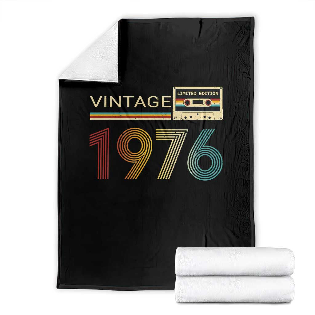 Vintage 1976 Retro Cassette Tape Graphic Throw Blanket Awesome Since 1976 Birthday Gift