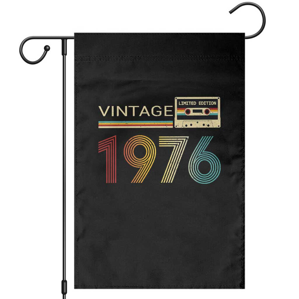 Vintage 1976 Retro Cassette Tape Graphic Garden Flag Awesome Since 1976 Birthday Gift