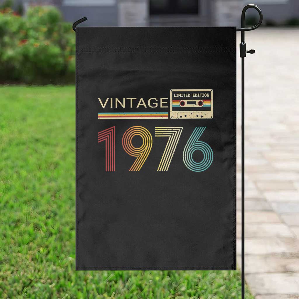 Vintage 1976 Retro Cassette Tape Graphic Garden Flag Awesome Since 1976 Birthday Gift