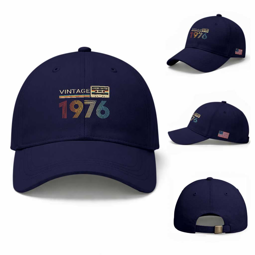 Vintage 1976 Retro Cassette Tape Graphic Baseball Cap Awesome Since 1976 Birthday Gift