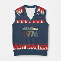 Vintage 1976 Retro Cassette Tape Graphic V-Neck Knit Sweater Vest Awesome Since 1976 Birthday Gift