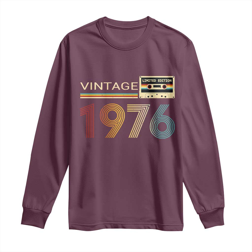 Vintage 1976 Retro Cassette Tape Graphic Long Sleeve Shirt Awesome Since 1976 Birthday Gift