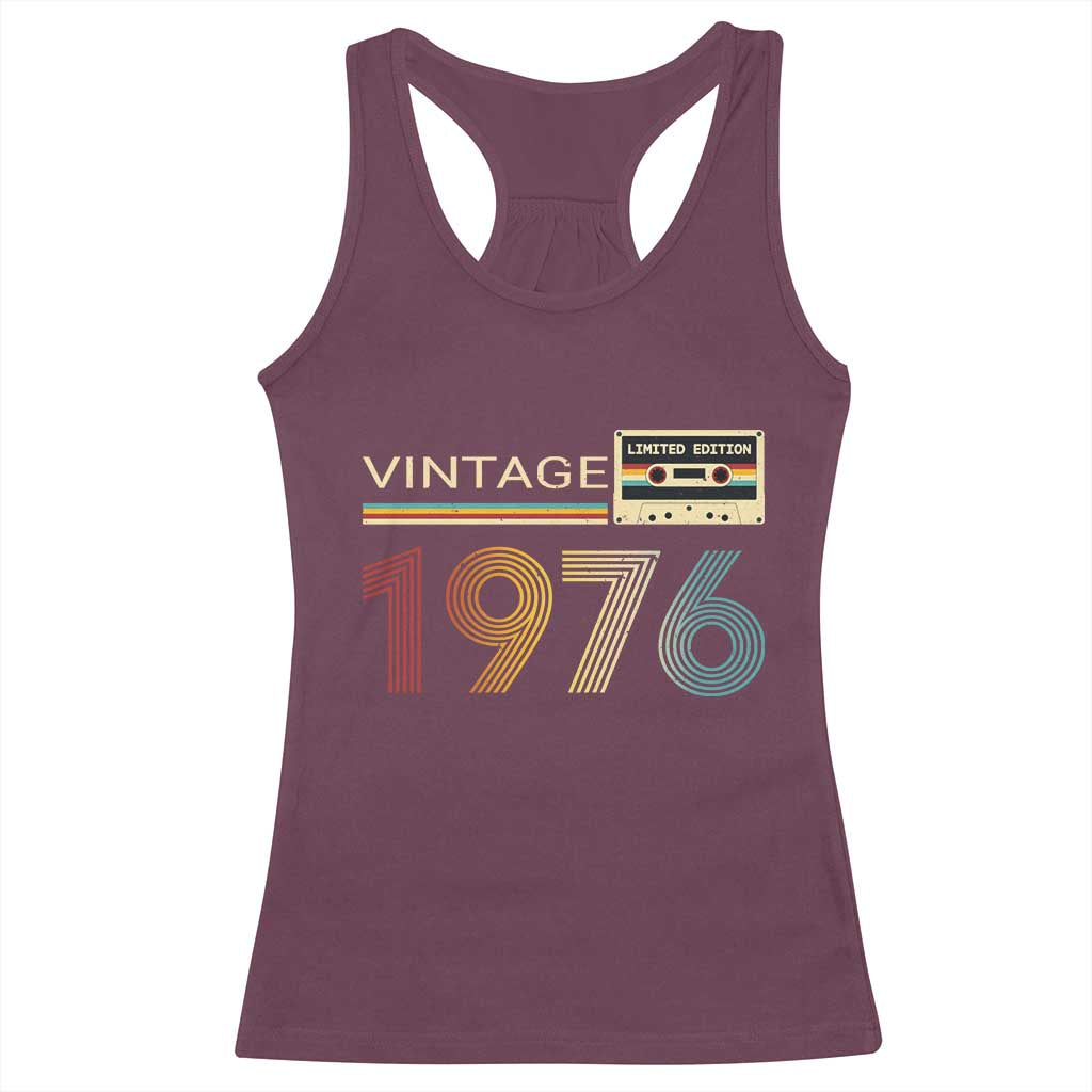 Vintage 1976 Retro Cassette Tape Graphic Racerback Tank Top Awesome Since 1976 Birthday Gift
