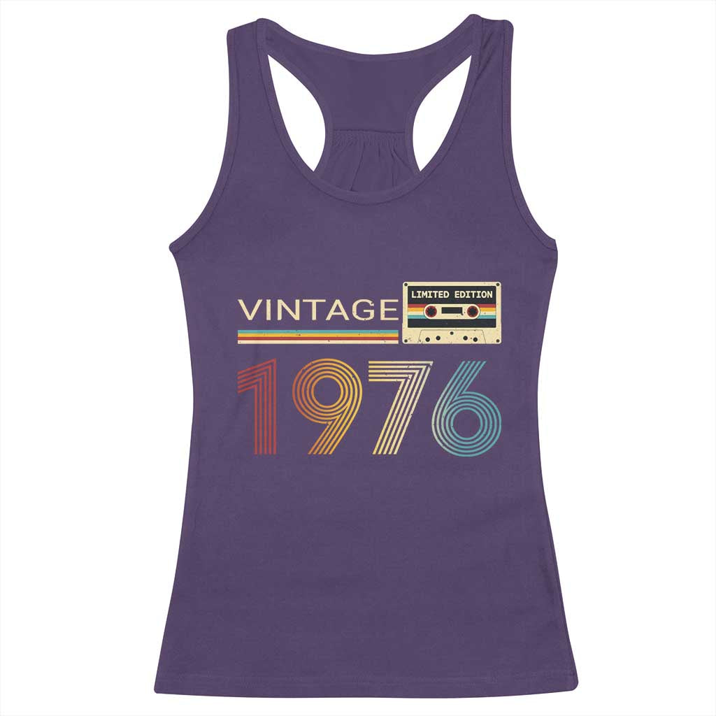Vintage 1976 Retro Cassette Tape Graphic Racerback Tank Top Awesome Since 1976 Birthday Gift