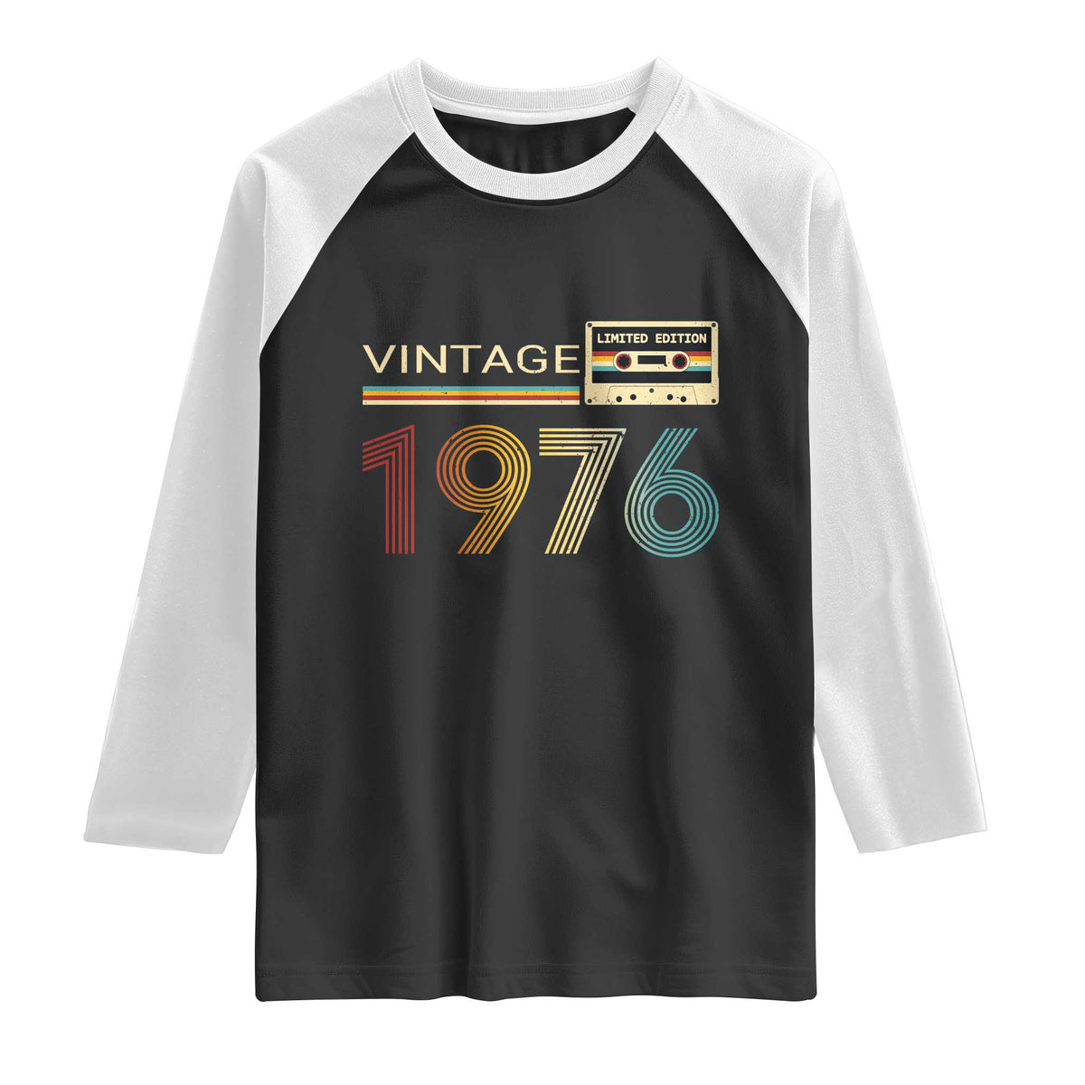 Vintage 1976 Retro Cassette Tape Graphic Raglan Shirt Awesome Since 1976 Birthday Gift