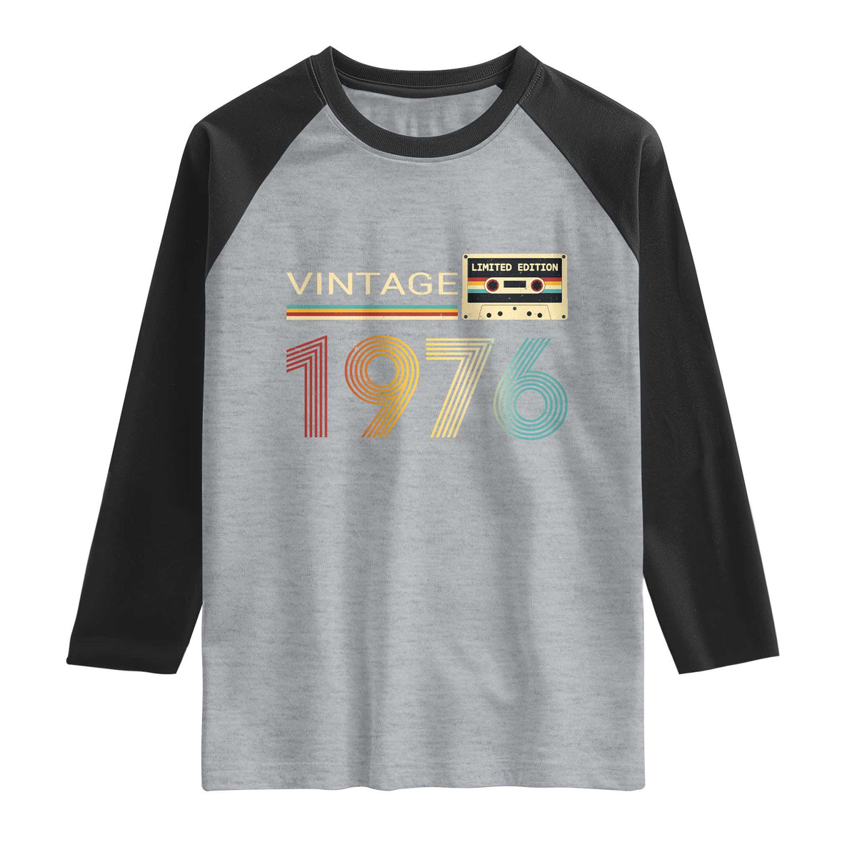 Vintage 1976 Retro Cassette Tape Graphic Raglan Shirt Awesome Since 1976 Birthday Gift