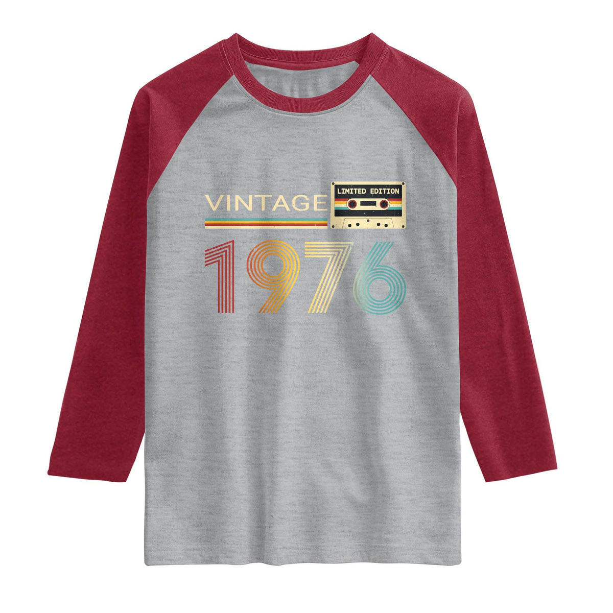 Vintage 1976 Retro Cassette Tape Graphic Raglan Shirt Awesome Since 1976 Birthday Gift