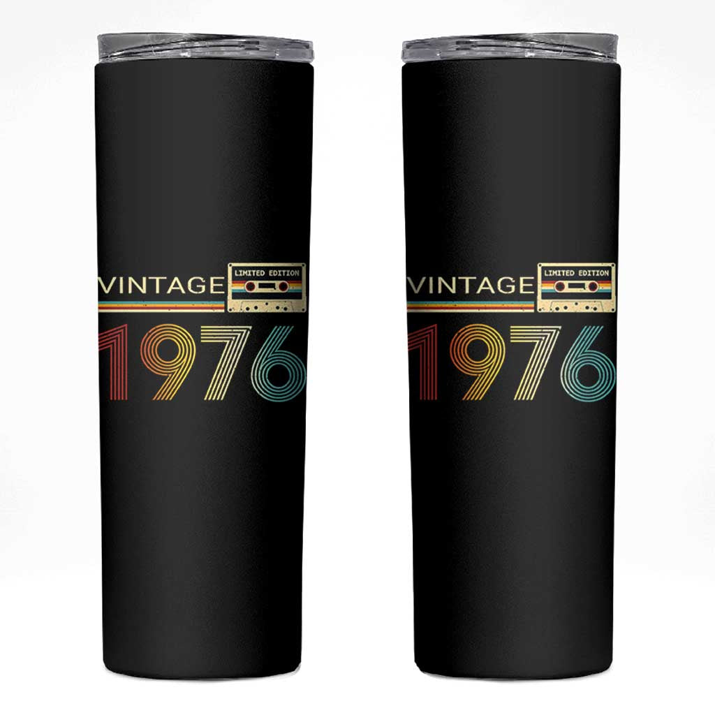 Vintage 1976 Retro Cassette Tape Graphic Skinny Tumbler Awesome Since 1976 Birthday Gift