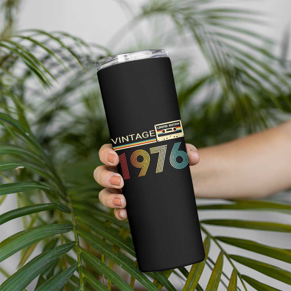 Vintage 1976 Retro Cassette Tape Graphic Skinny Tumbler Awesome Since 1976 Birthday Gift