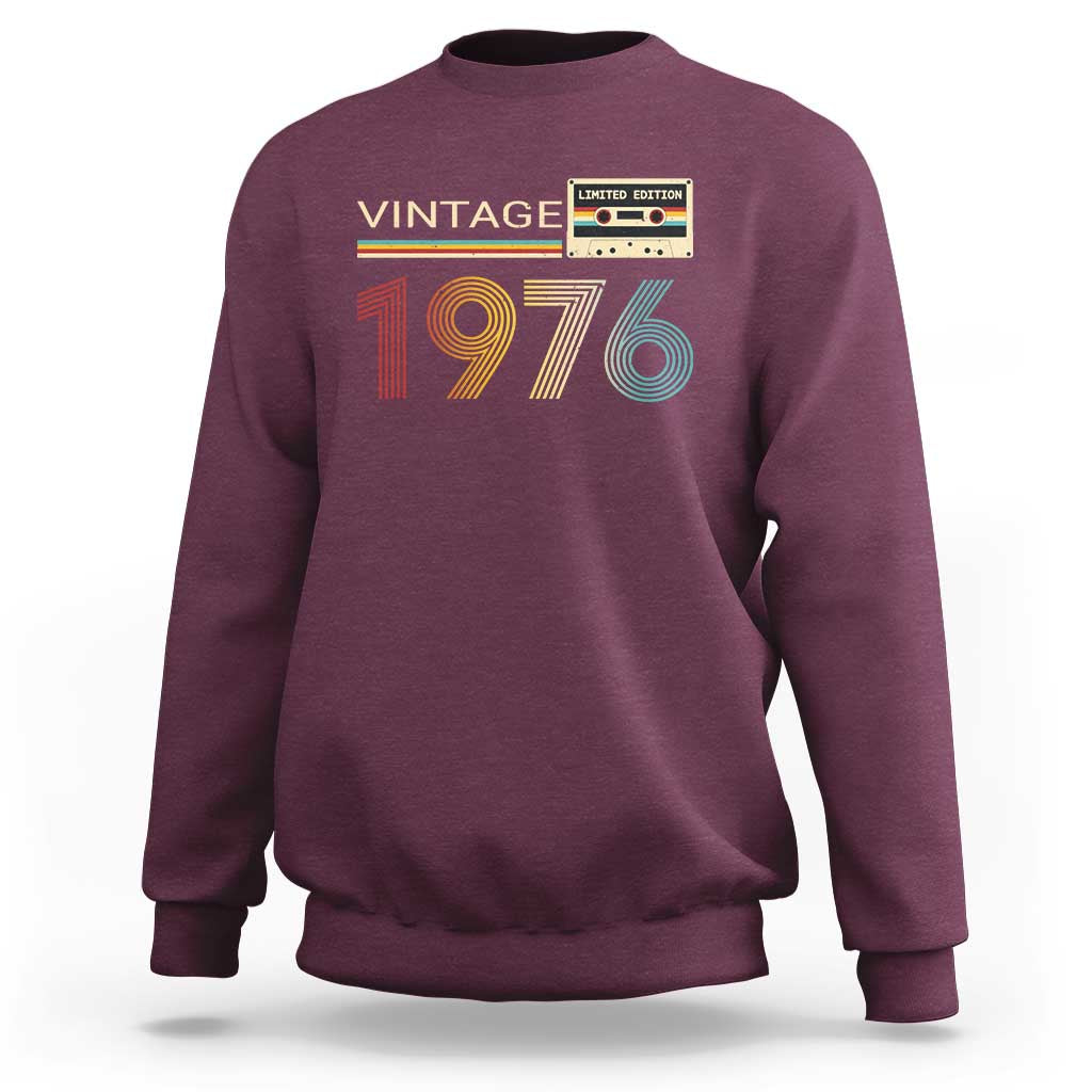 Vintage 1976 Retro Cassette Tape Graphic Sweatshirt Awesome Since 1976 Birthday Gift
