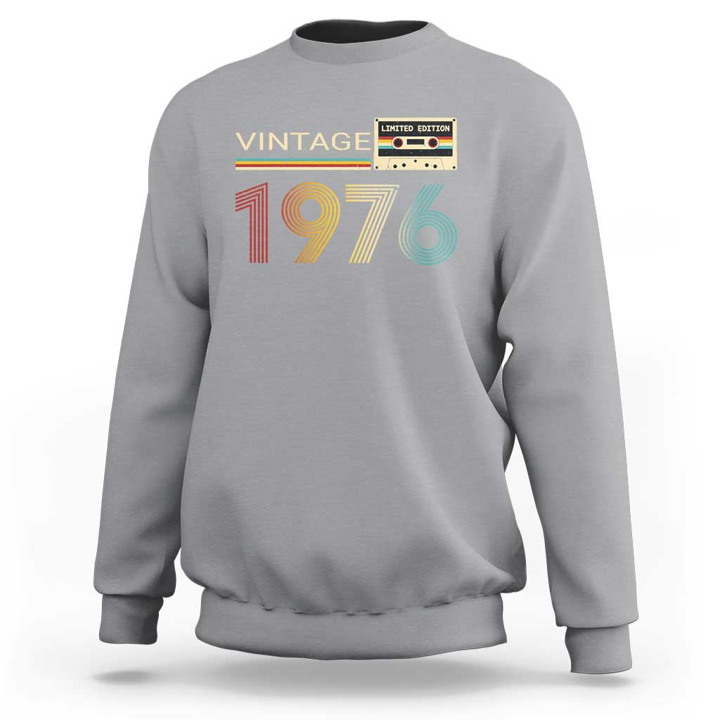 Vintage 1976 Retro Cassette Tape Graphic Sweatshirt Awesome Since 1976 Birthday Gift