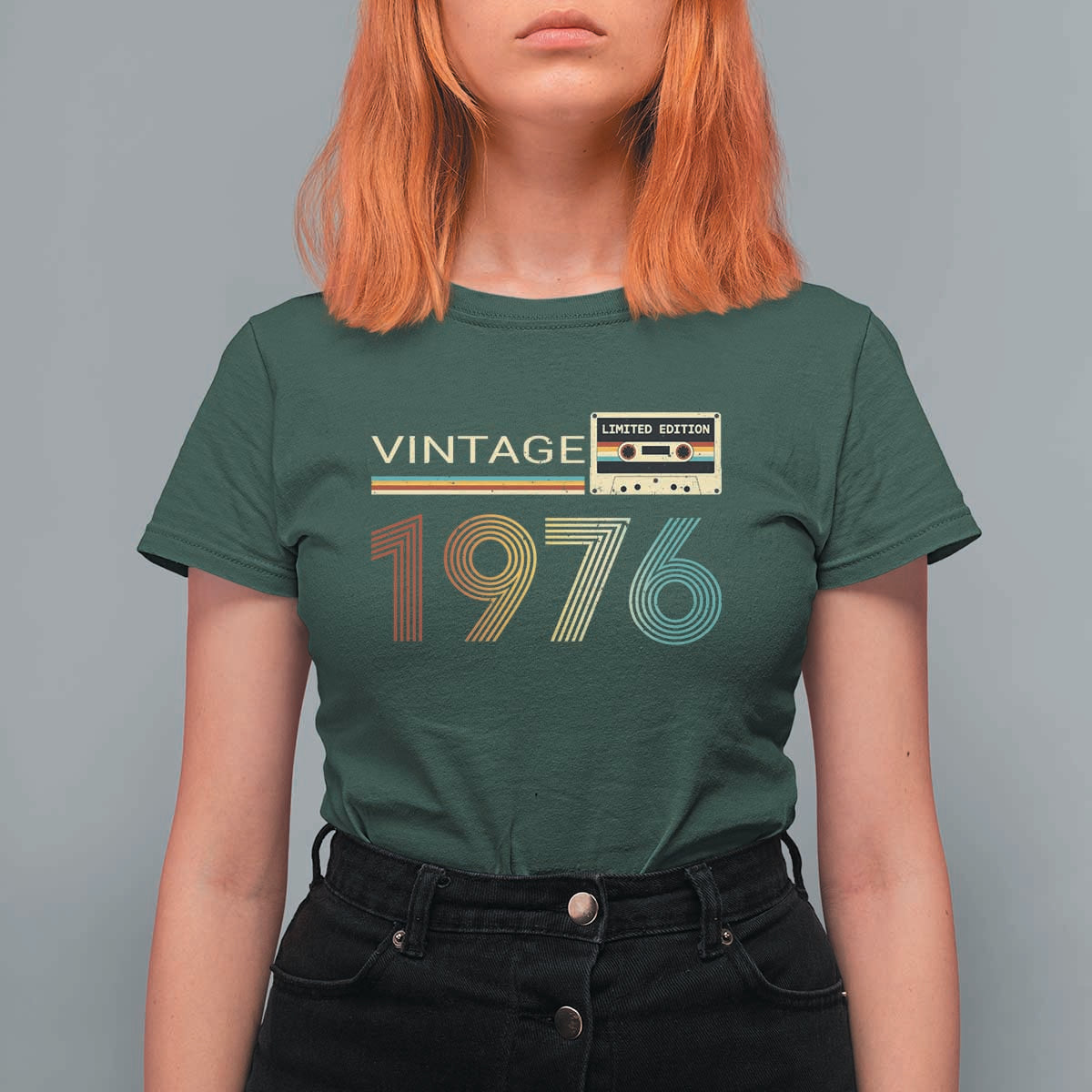 Vintage 1976 Retro Cassette Tape Graphic T Shirt For Women Awesome Since 1976 Birthday Gift