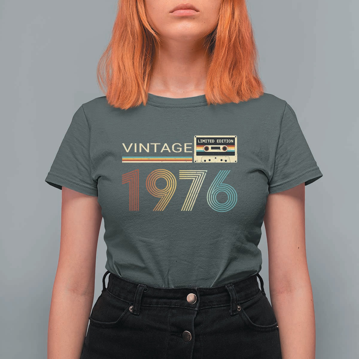 Vintage 1976 Retro Cassette Tape Graphic T Shirt For Women Awesome Since 1976 Birthday Gift