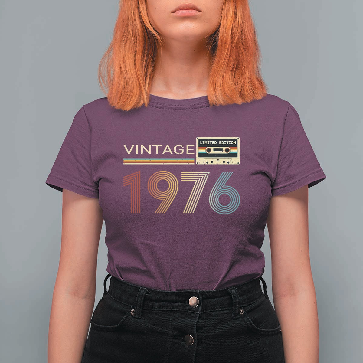 Vintage 1976 Retro Cassette Tape Graphic T Shirt For Women Awesome Since 1976 Birthday Gift