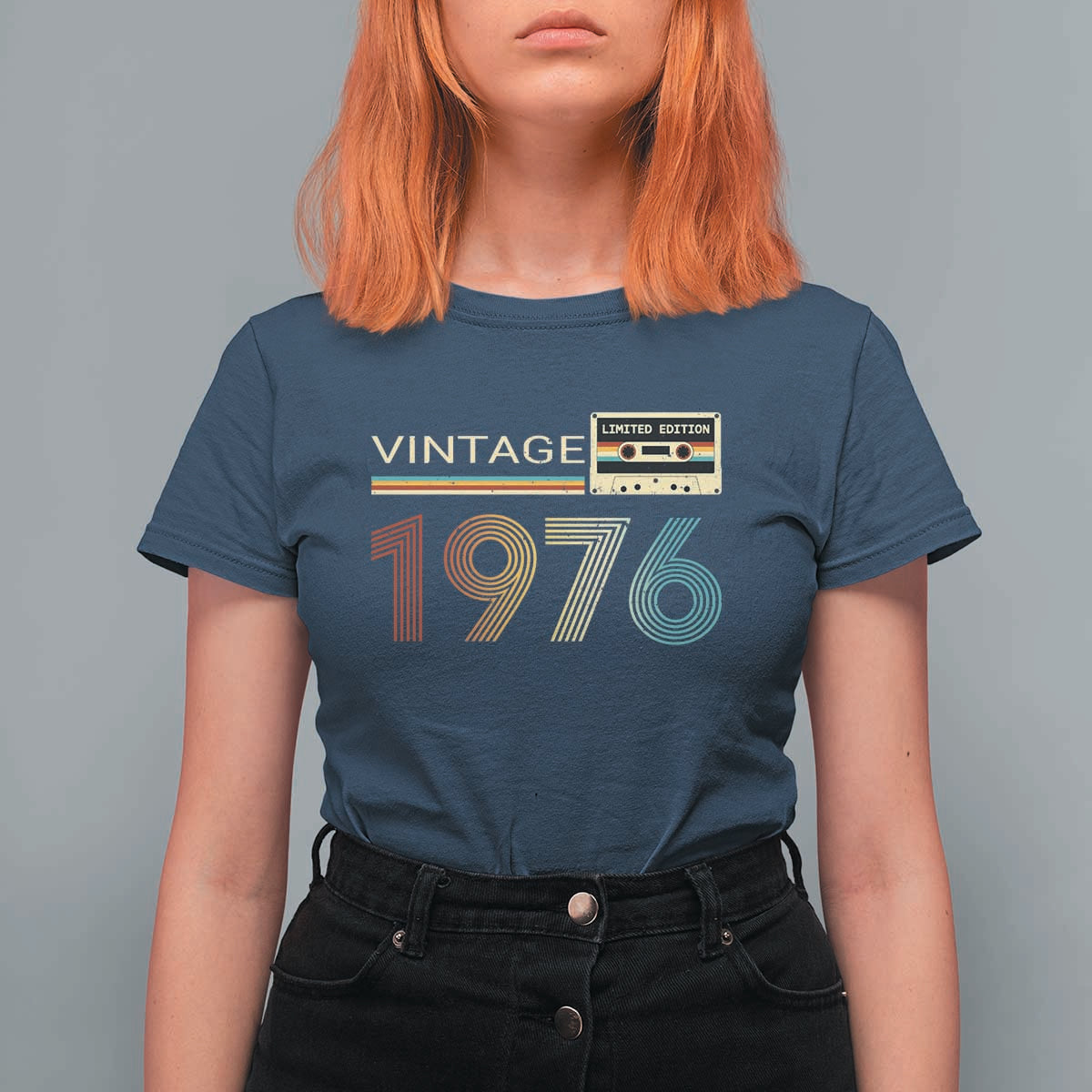 Vintage 1976 Retro Cassette Tape Graphic T Shirt For Women Awesome Since 1976 Birthday Gift