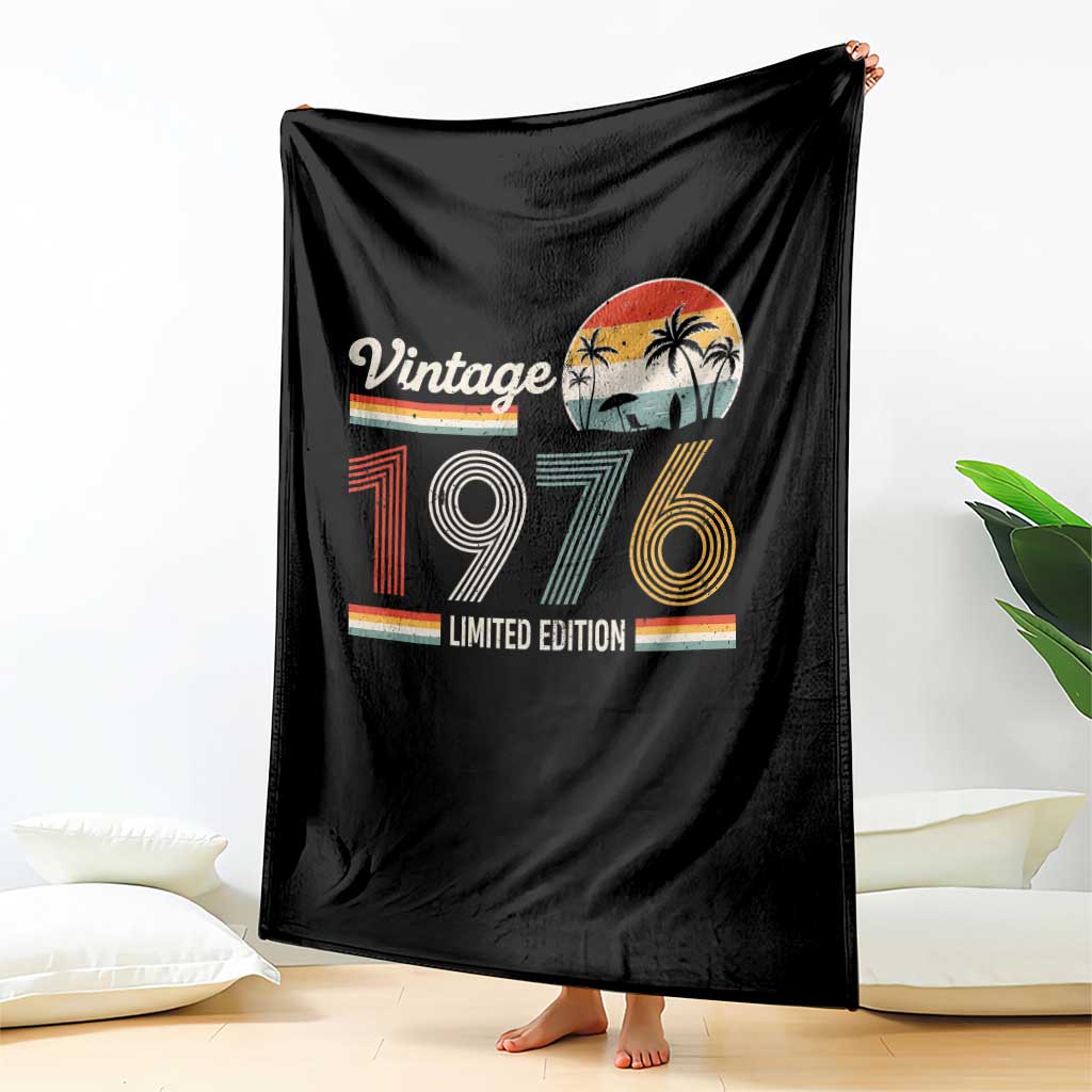 Vintage 1976 Limited Edition Throw Blanket Retro Sunset 50th Birthday Graphic