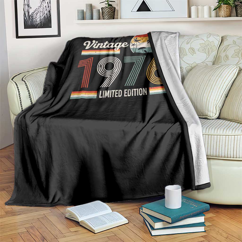 Vintage 1976 Limited Edition Throw Blanket Retro Sunset 50th Birthday Graphic