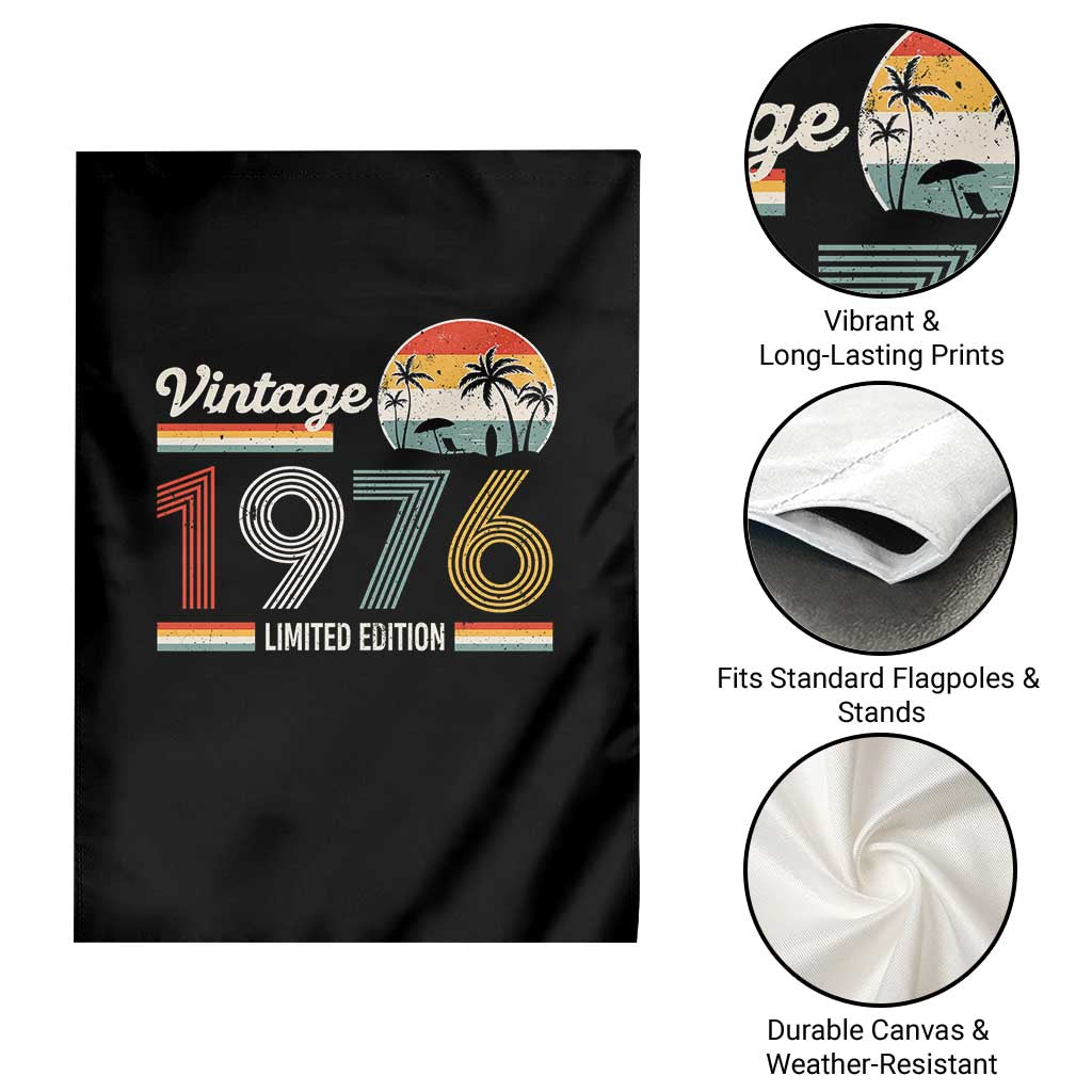 Vintage 1976 Limited Edition Garden Flag Retro Sunset 50th Birthday Graphic