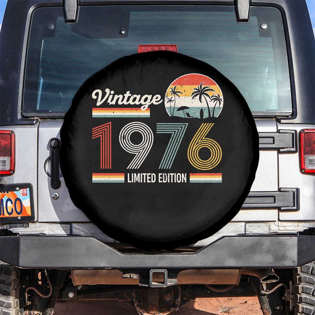 Vintage 1976 Limited Edition Spare Tire Cover Retro Sunset 50th Birthday Graphic