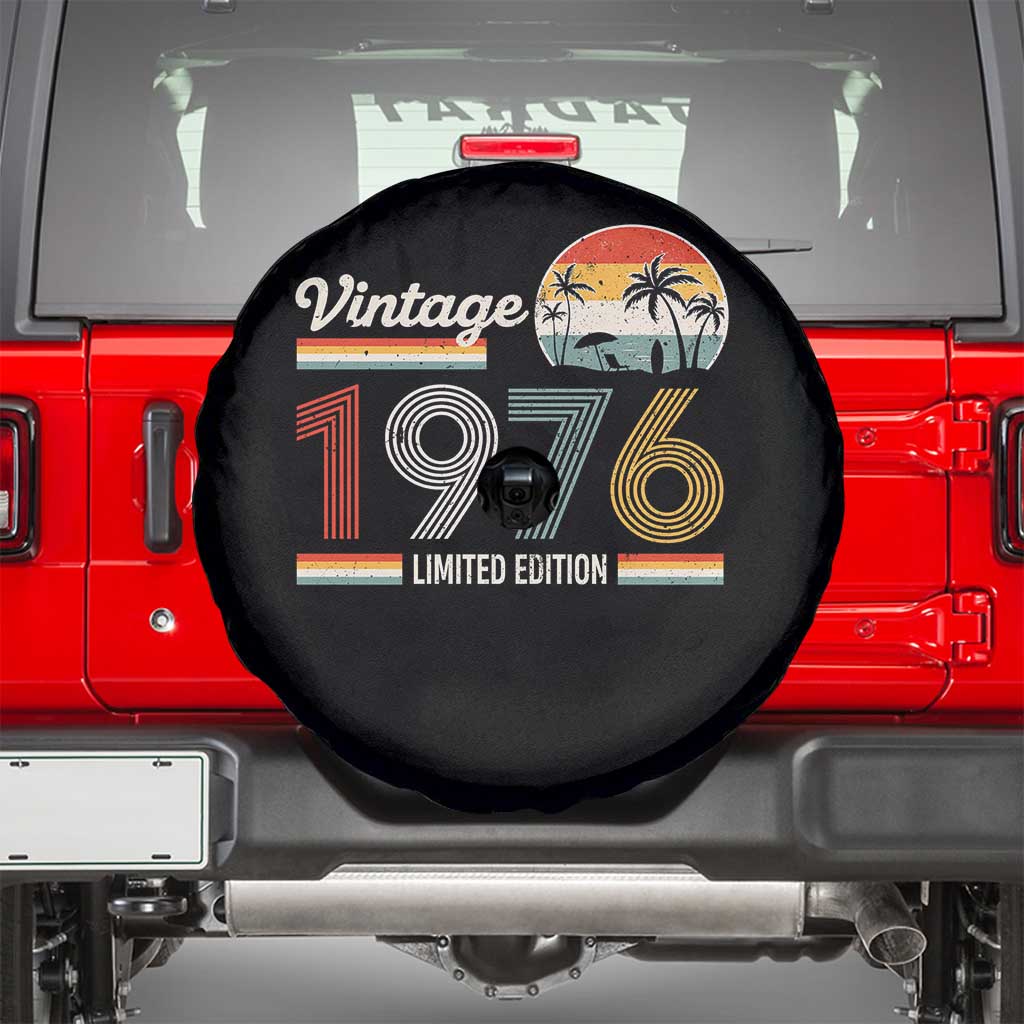 Vintage 1976 Limited Edition Spare Tire Cover Retro Sunset 50th Birthday Graphic