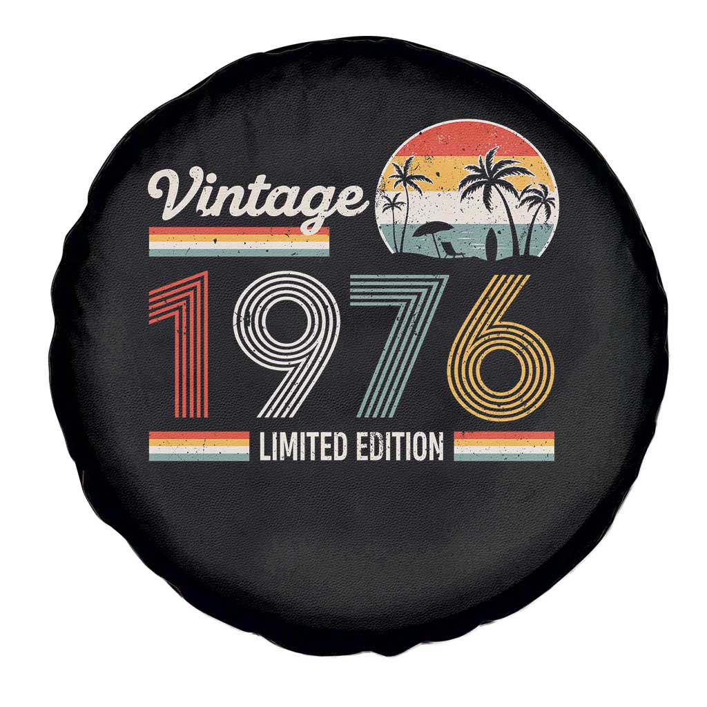 Vintage 1976 Limited Edition Spare Tire Cover Retro Sunset 50th Birthday Graphic