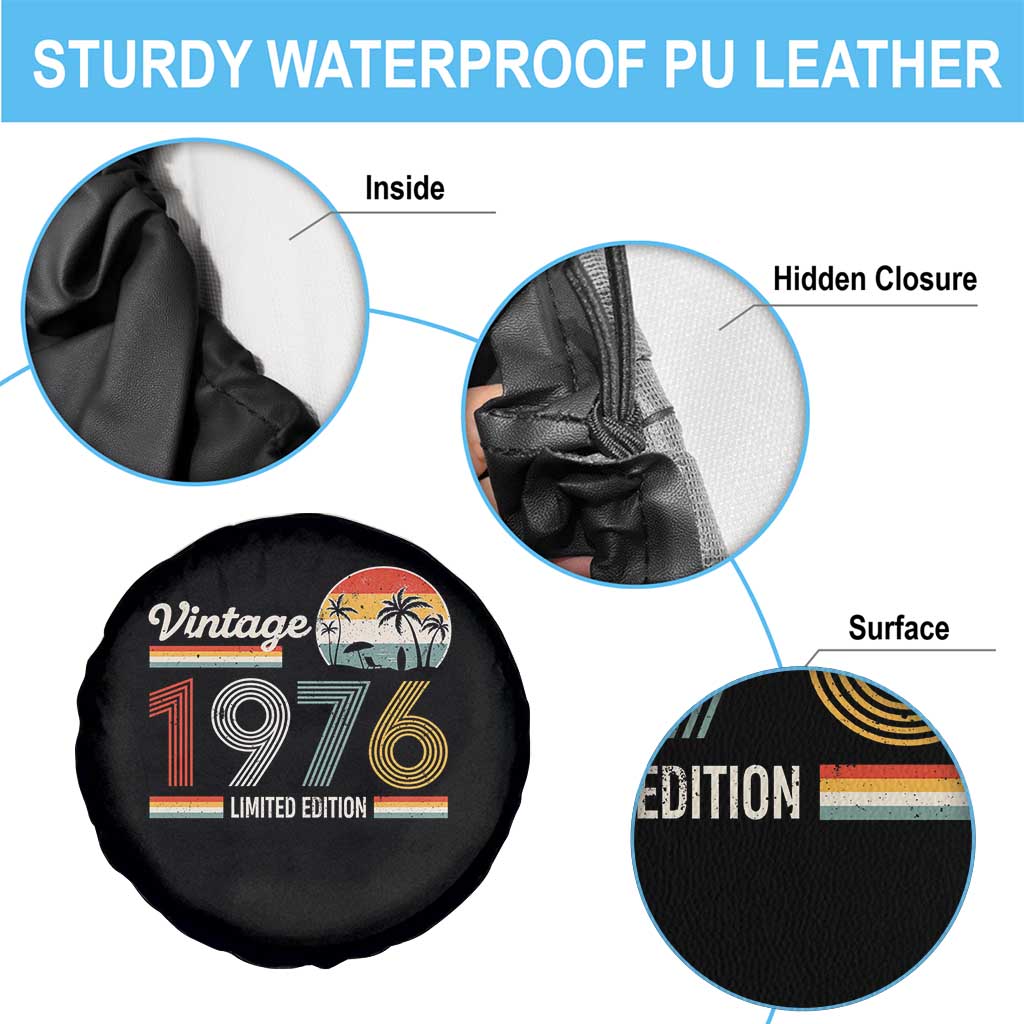 Vintage 1976 Limited Edition Spare Tire Cover Retro Sunset 50th Birthday Graphic