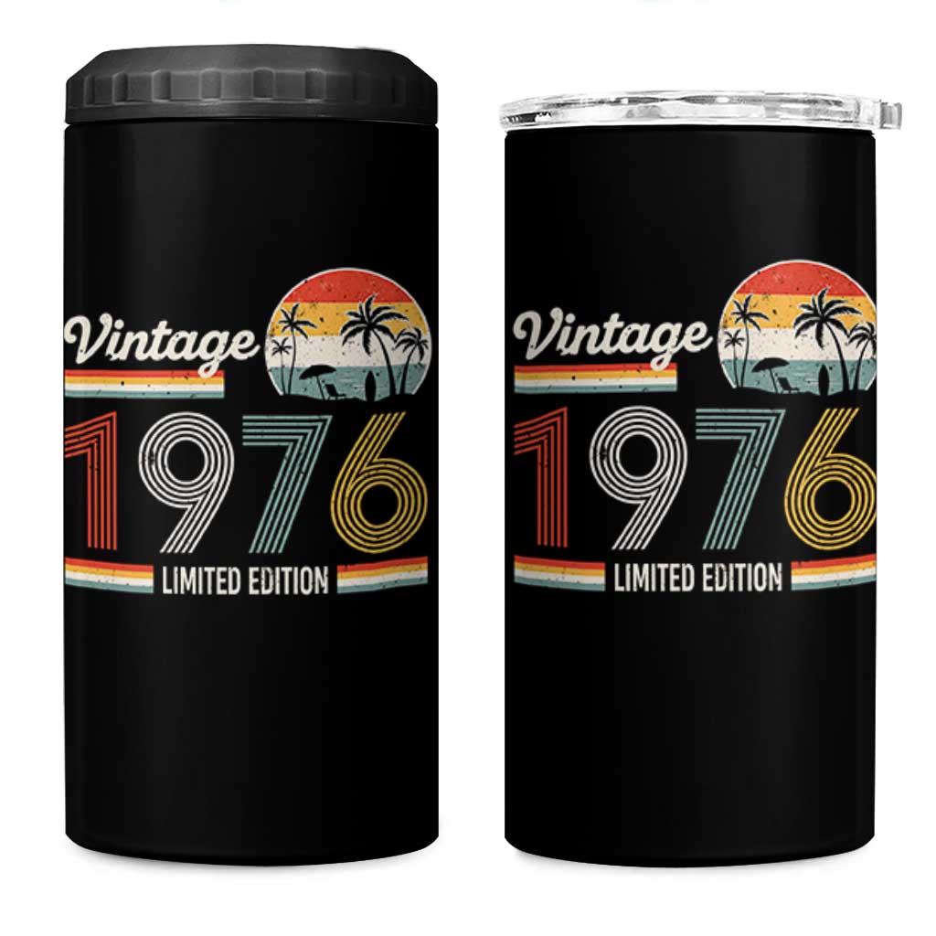 Vintage 1976 Limited Edition 4 in 1 Can Cooler Tumbler Retro Sunset 50th Birthday Graphic