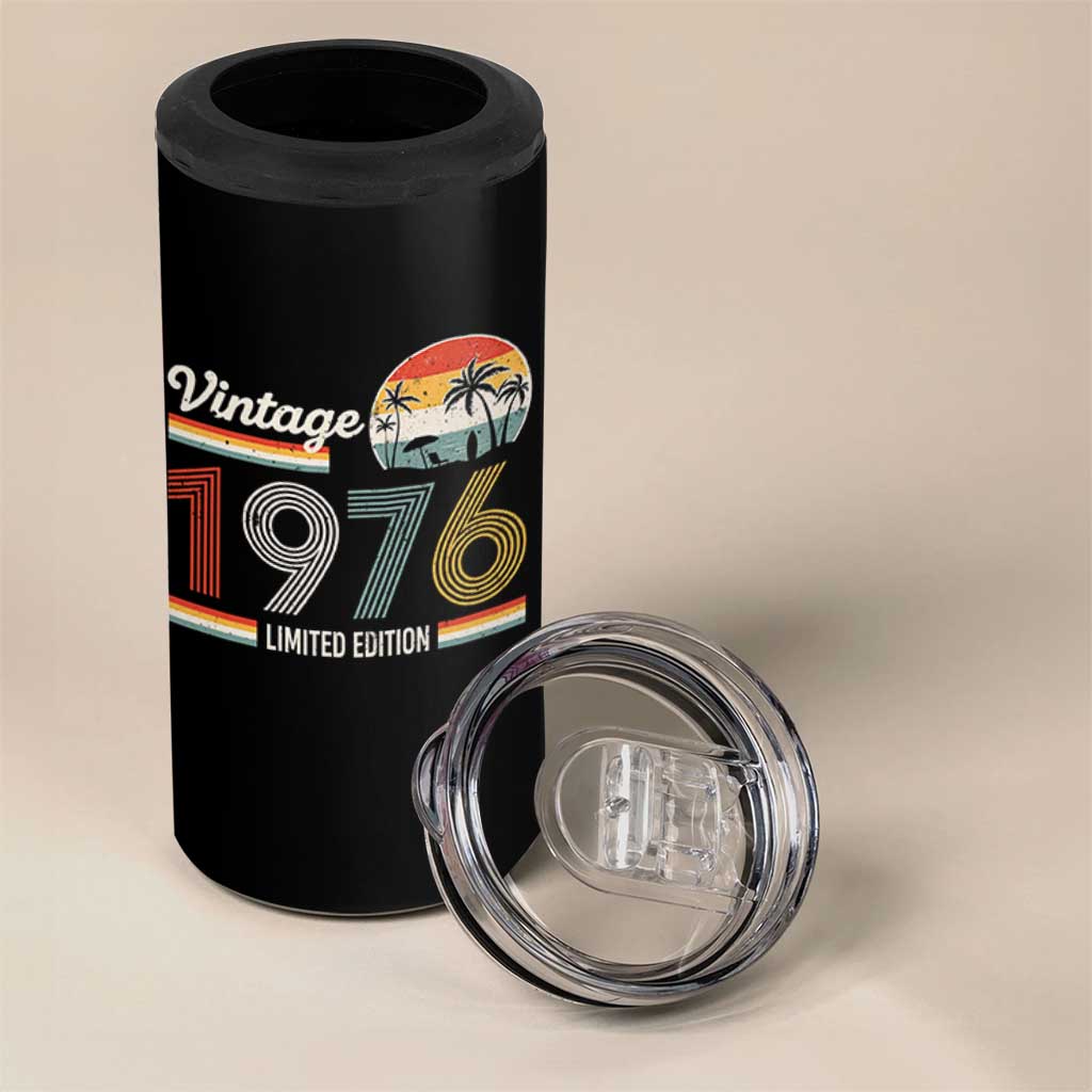 Vintage 1976 Limited Edition 4 in 1 Can Cooler Tumbler Retro Sunset 50th Birthday Graphic