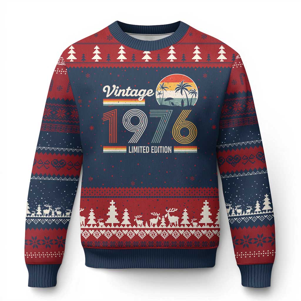 Vintage 1976 Limited Edition Ugly Christmas Sweater Retro Sunset 50th Birthday Graphic