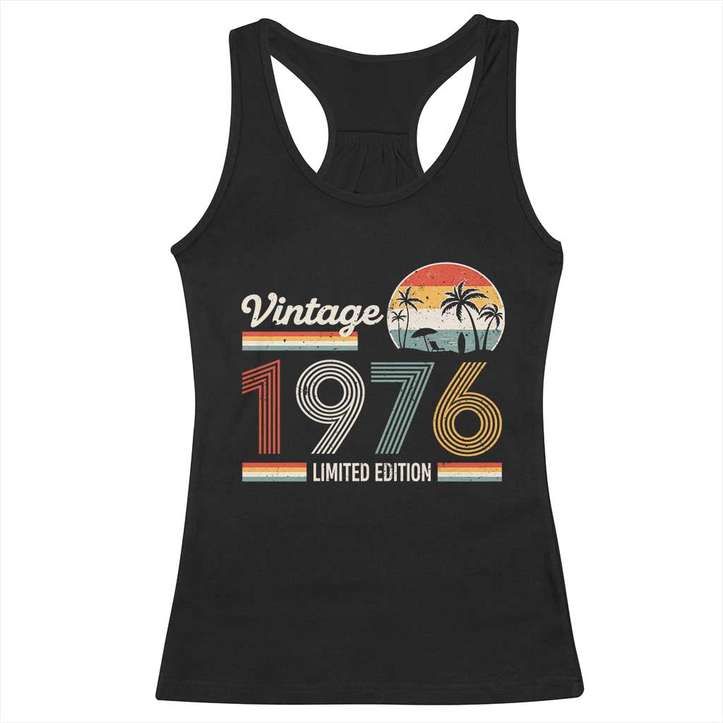 Vintage 1976 Limited Edition Racerback Tank Top Retro Sunset 50th Birthday Graphic