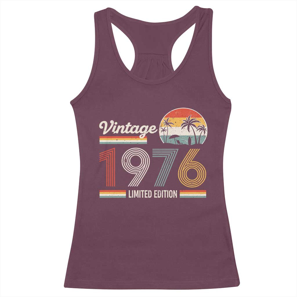 Vintage 1976 Limited Edition Racerback Tank Top Retro Sunset 50th Birthday Graphic