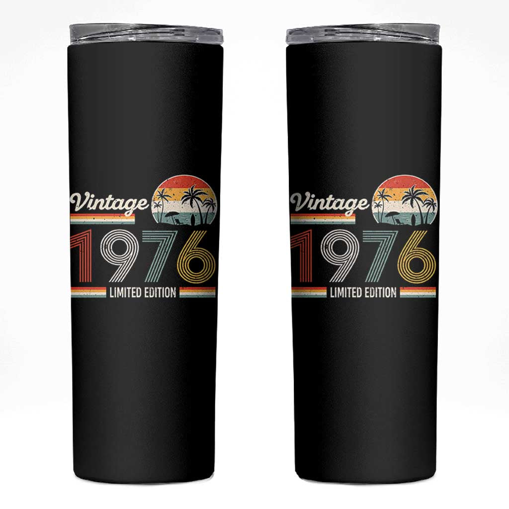 Vintage 1976 Limited Edition Skinny Tumbler Retro Sunset 50th Birthday Graphic