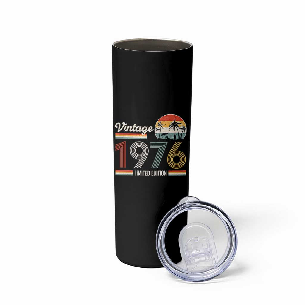 Vintage 1976 Limited Edition Skinny Tumbler Retro Sunset 50th Birthday Graphic