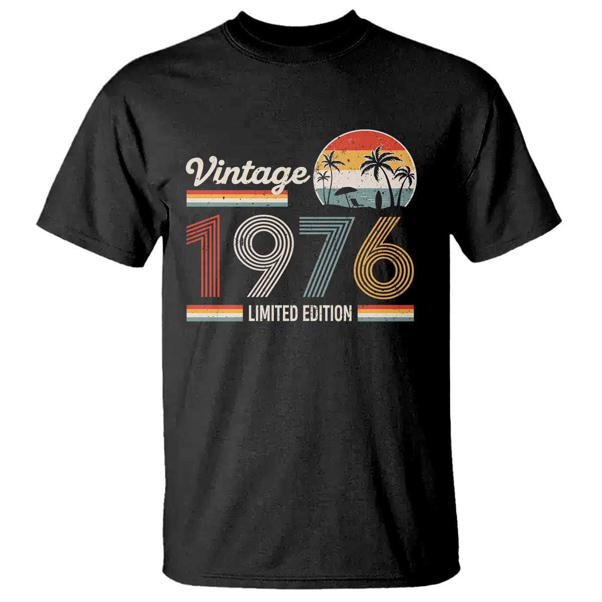 Vintage 1976 Limited Edition T Shirt Retro Sunset 50th Birthday Graphic