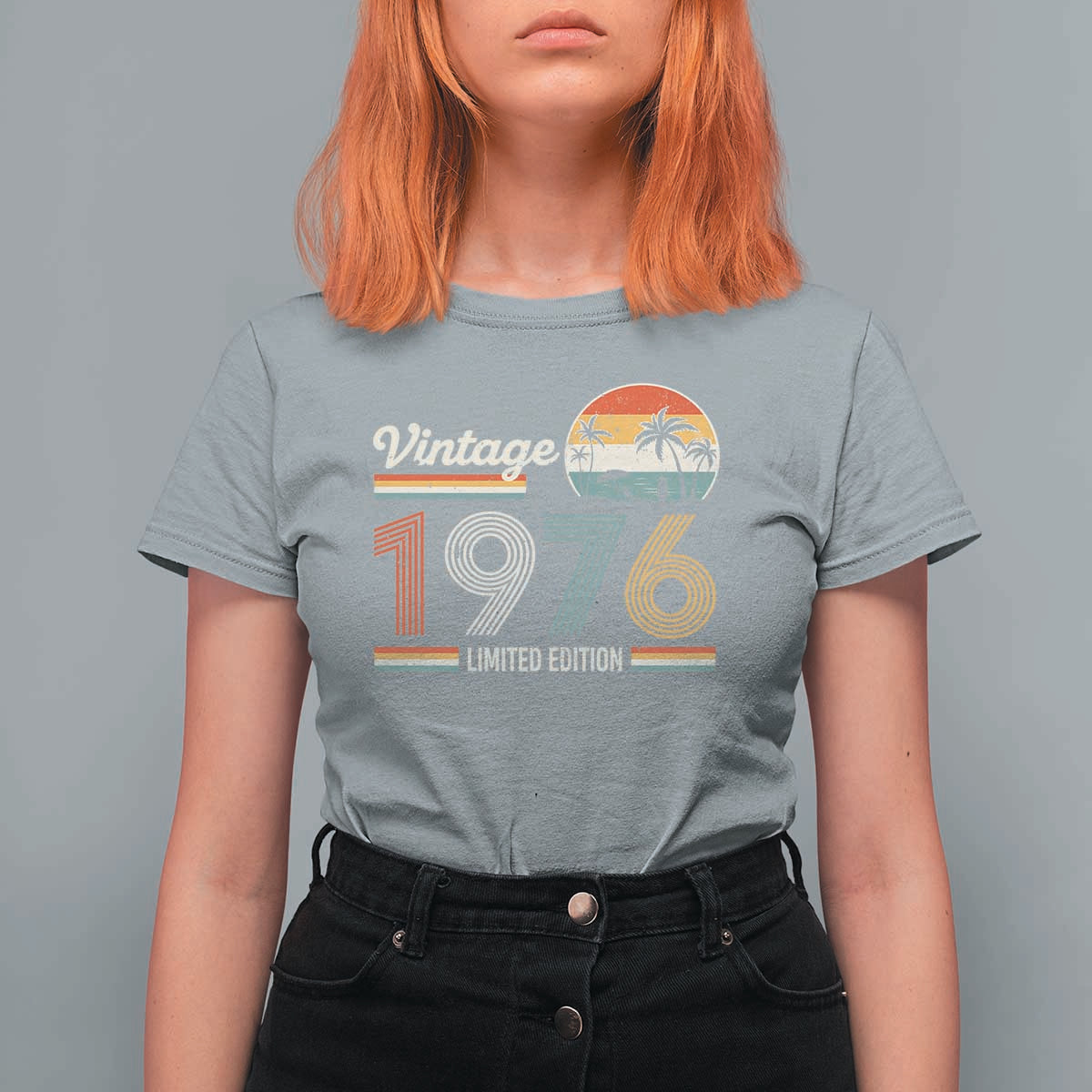 Vintage 1976 Limited Edition T Shirt For Women Retro Sunset 50th Birthday Graphic