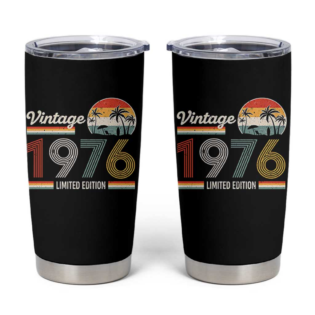 Vintage 1976 Limited Edition Tumbler Cup Retro Sunset 50th Birthday Graphic