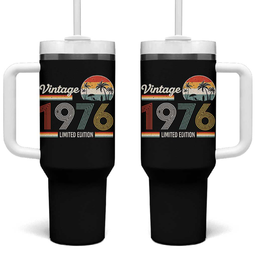 Vintage 1976 Limited Edition Tumbler With Handle Retro Sunset 50th Birthday Graphic