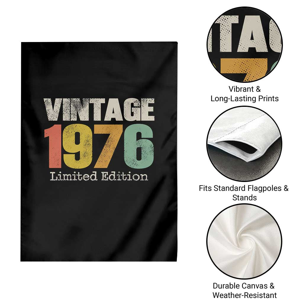 Vintage 1976 Limited Edition Garden Flag Distressed Retro Typography 50th Birthday