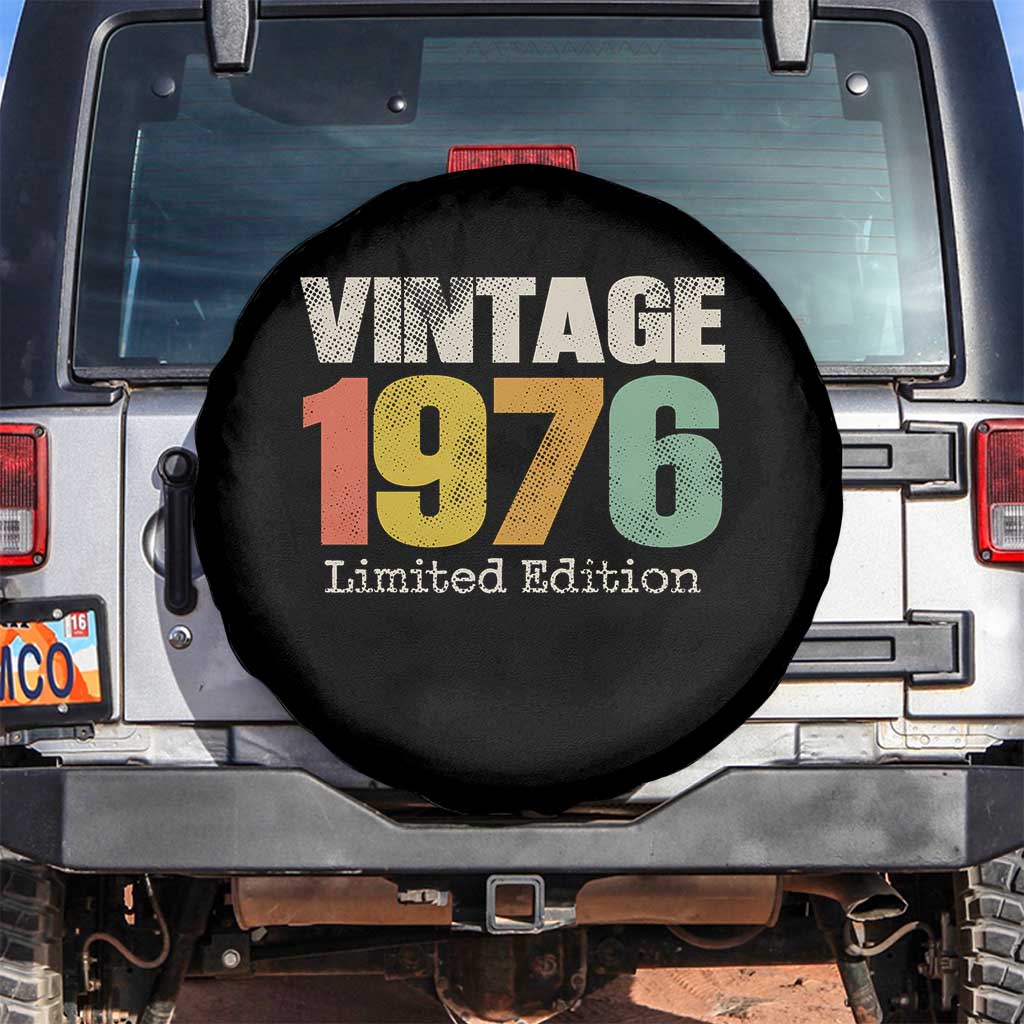 Vintage 1976 Limited Edition Spare Tire Cover Distressed Retro Typography 50th Birthday