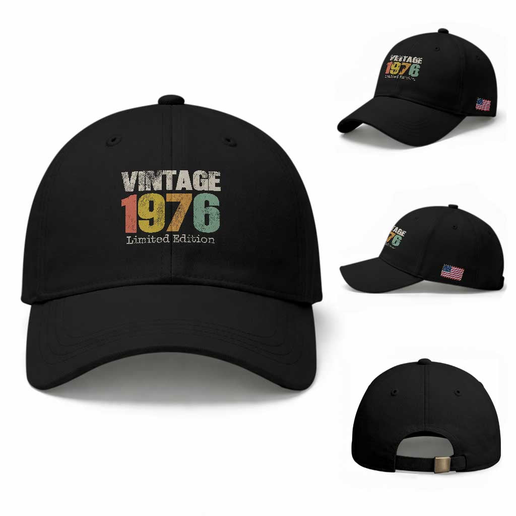 Vintage 1976 Limited Edition Baseball Cap Distressed Retro Typography 50th Birthday