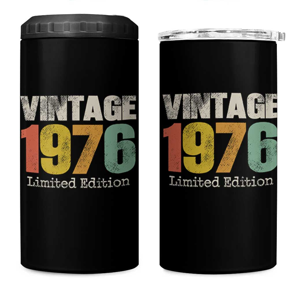Vintage 1976 Limited Edition 4 in 1 Can Cooler Tumbler Distressed Retro Typography 50th Birthday