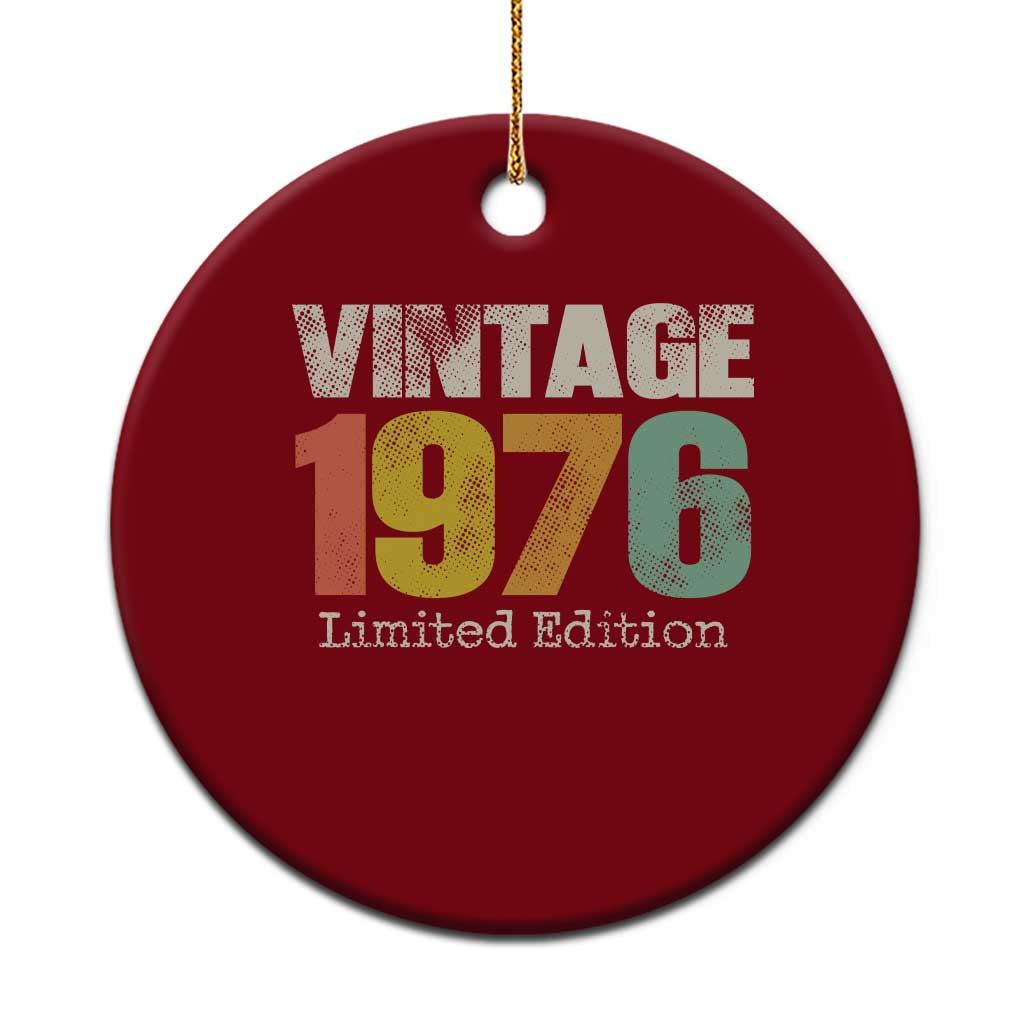 Vintage 1976 Limited Edition Ceramic Ornament Distressed Retro Typography 50th Birthday