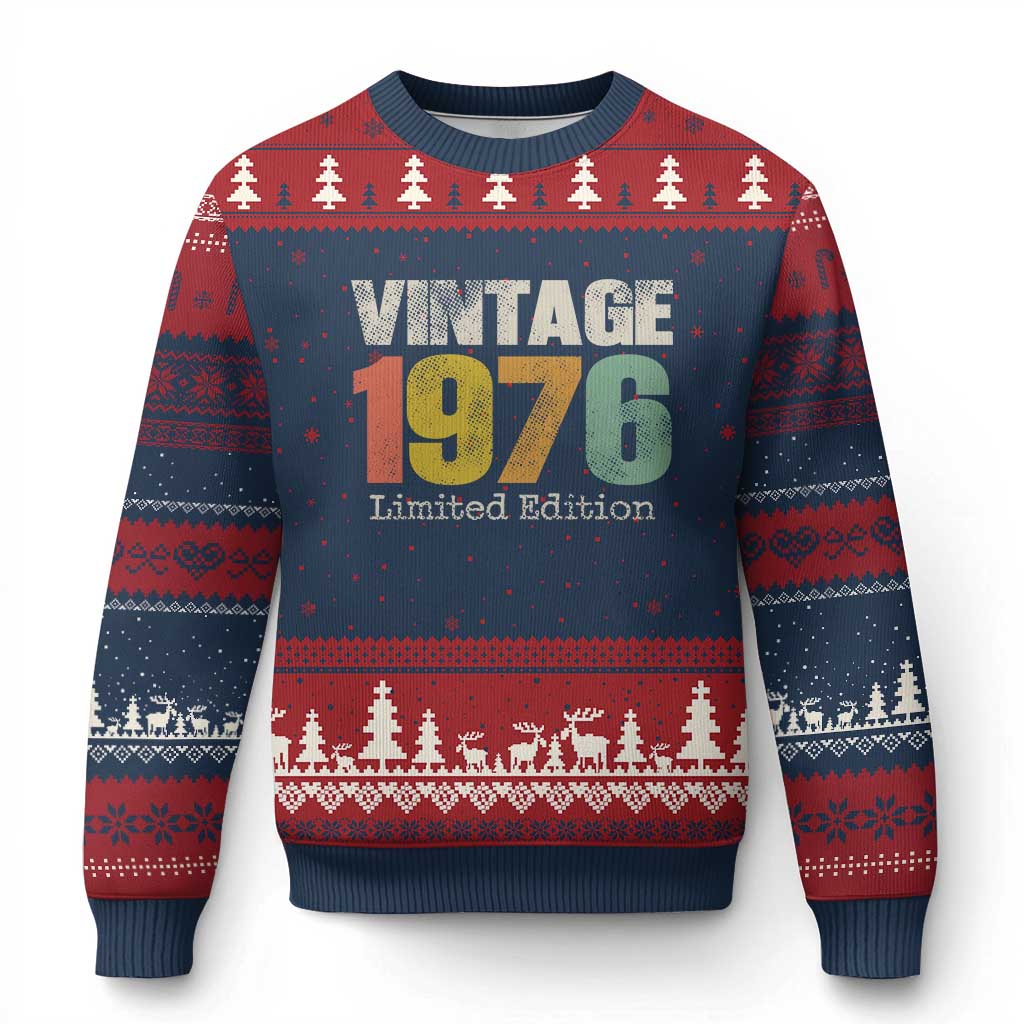 Vintage 1976 Limited Edition Ugly Christmas Sweater Distressed Retro Typography 50th Birthday