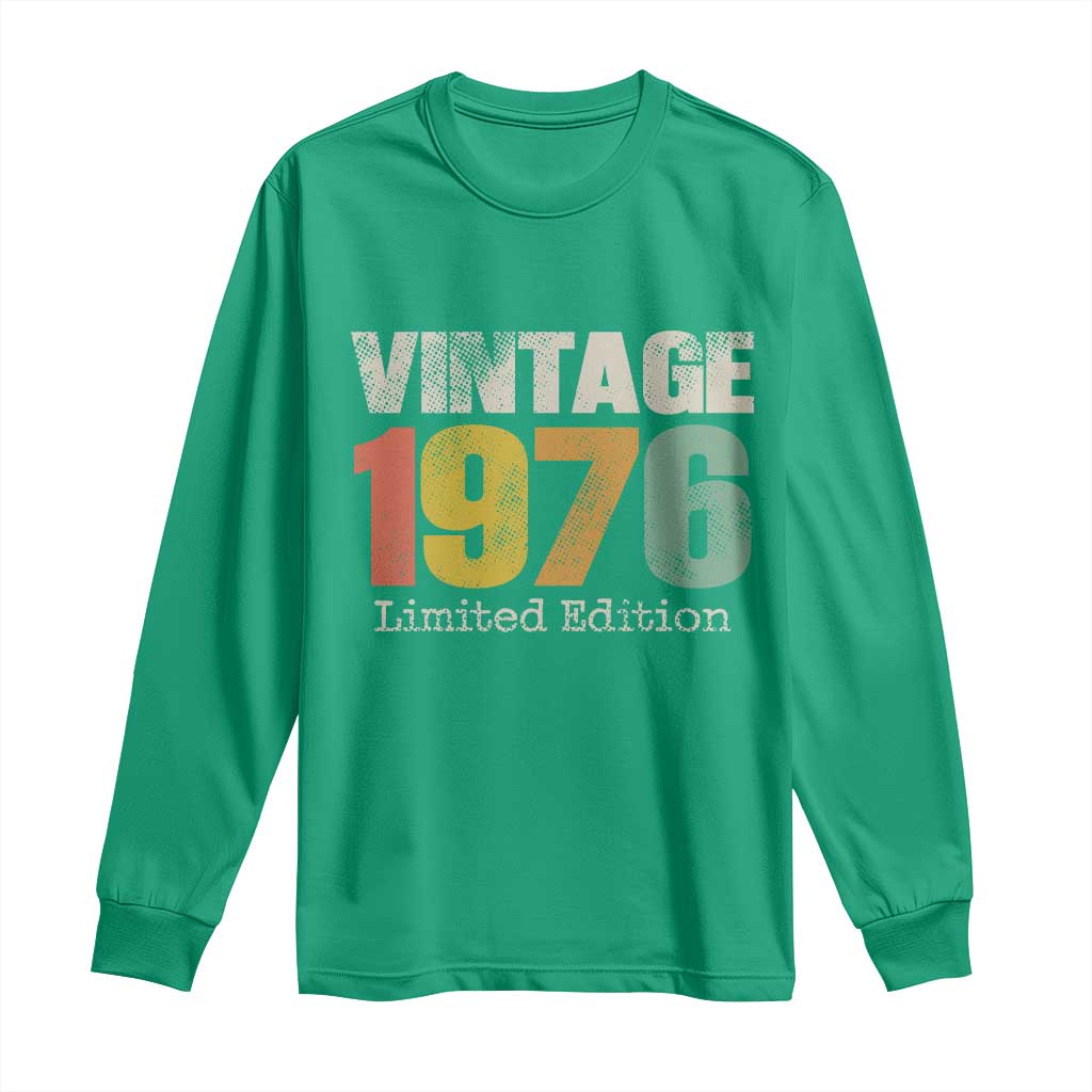 Vintage 1976 Limited Edition Long Sleeve Shirt Distressed Retro Typography 50th Birthday
