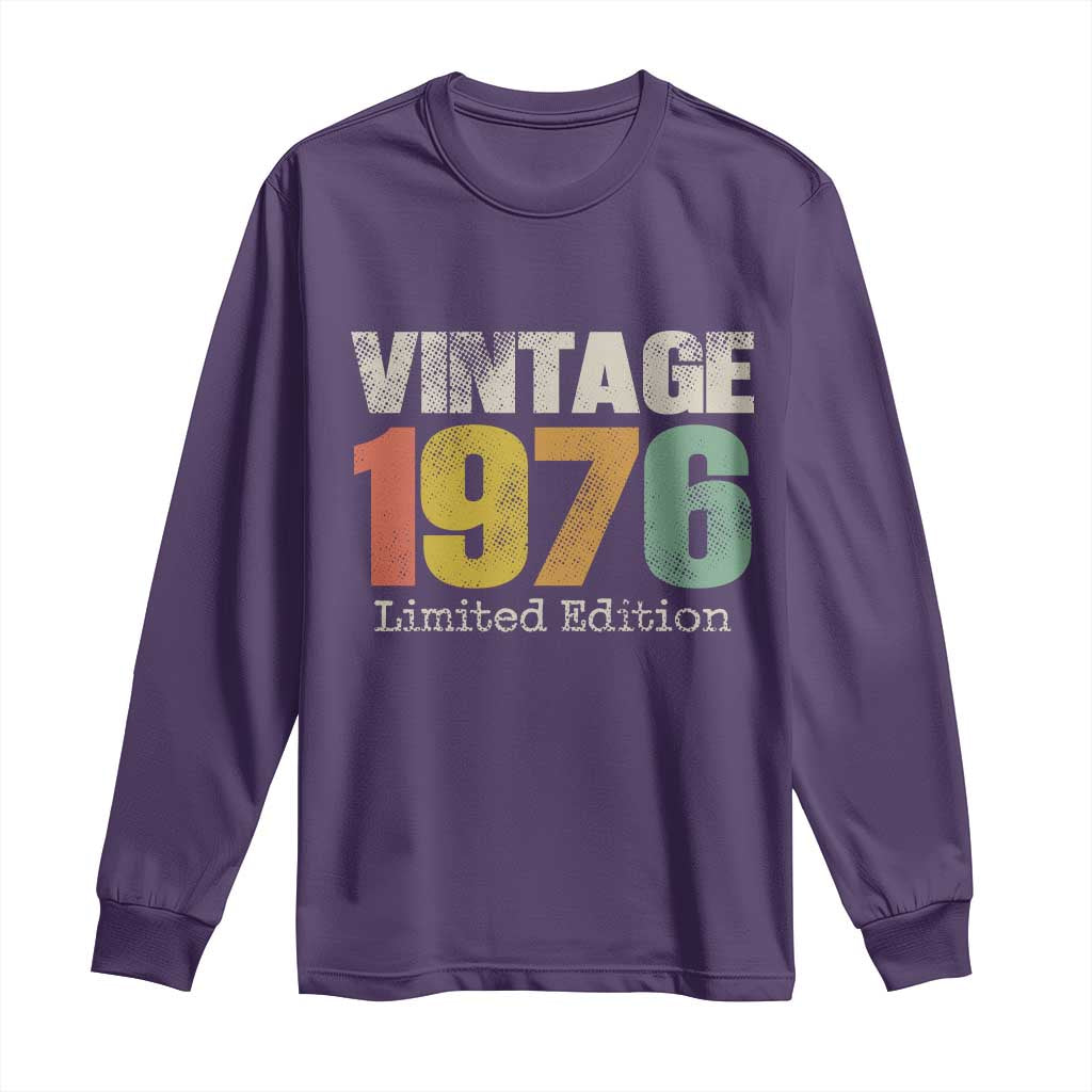 Vintage 1976 Limited Edition Long Sleeve Shirt Distressed Retro Typography 50th Birthday