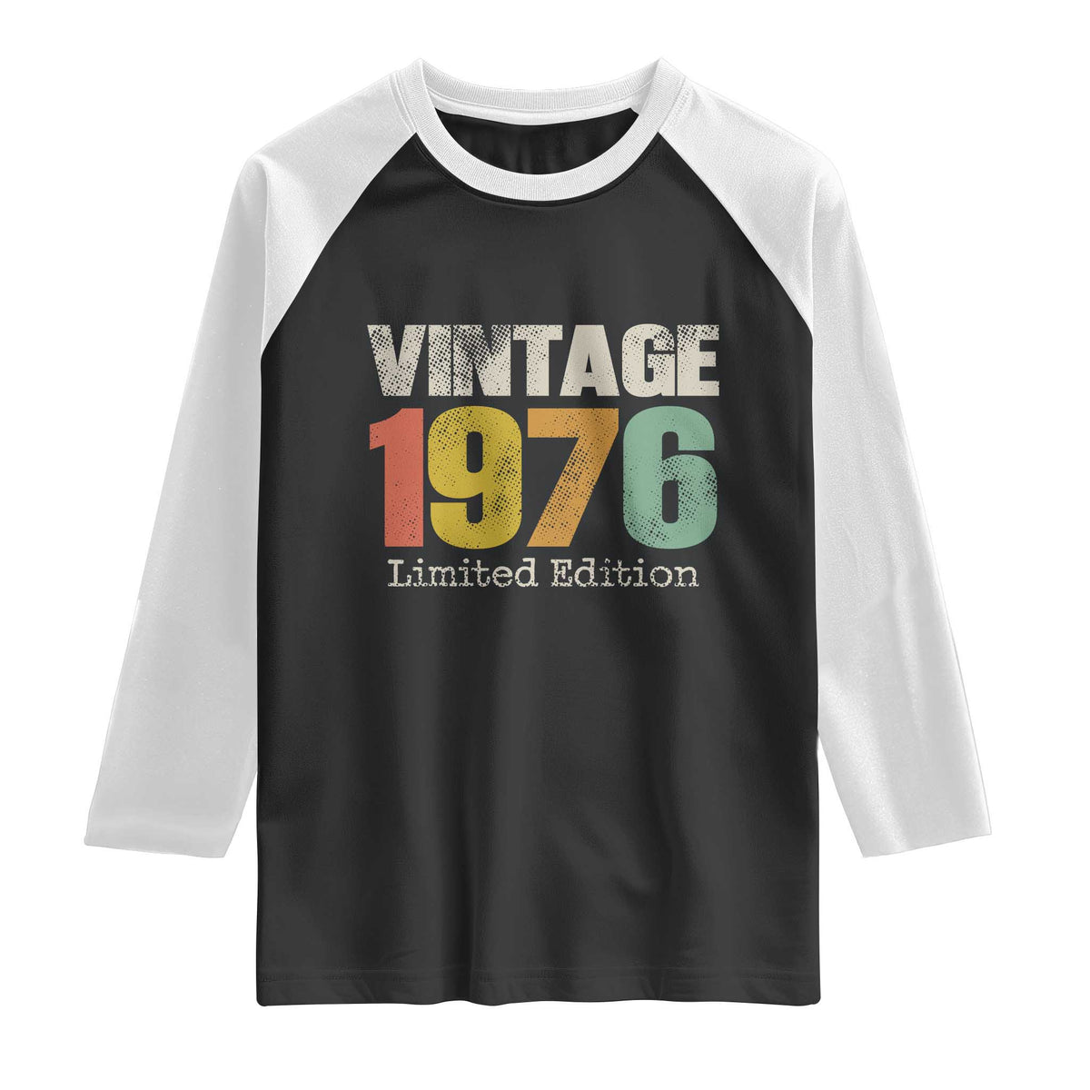 Vintage 1976 Limited Edition Raglan Shirt Distressed Retro Typography 50th Birthday